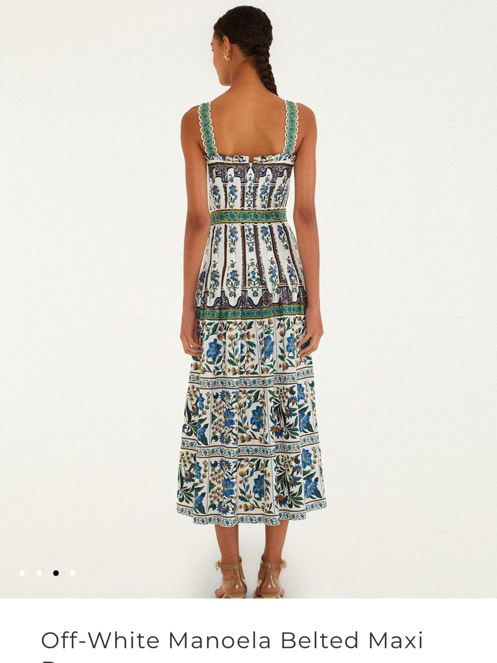 FARM Rio Off-White, Blue & Green Tiered Smocked Maxi Dress - Picture 3 of 9